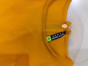Yellow Crop Top with y2k cut out