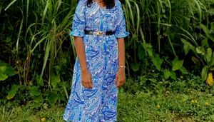 Stylish Blue Paisley Print Midi Dress