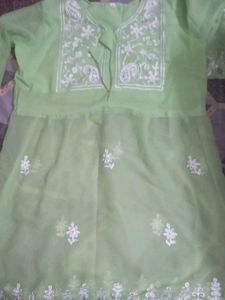 Lime Green Embroidered Kurta