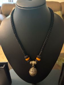 Traditional oxidised silver Thread Necklace