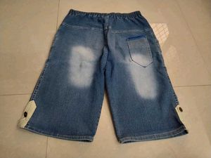 dark blue Denim Cropped Pants