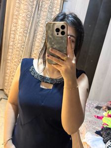 Elegant Navy Blue Dress🦋🎀