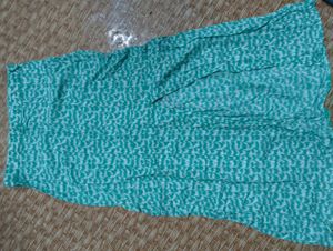 Teal &amp; White Printed Trousers