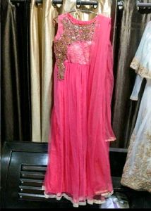 Stunning Pink Embellished Anarkali Gown