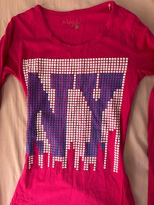 y2k Pink NY Graphic Long Sleeve Top