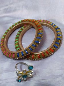 Vibrant Bangle Set with Ring