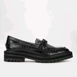 Marks & Spencer Pure Leather Black Croc Loafers