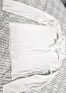 White Long Sleeve Polo Top