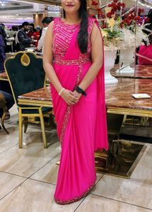 🩷 Ready to wear indo western saree dress party