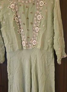 Embellished Mint Green Kurta Set L