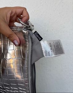 H&amp;M Silver Crocodile Textured Shoulder Bag