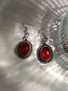 Red Gemstone Drop Earrings