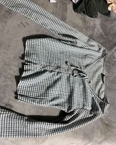 Gingham Print Cropped Top