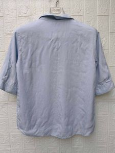 New with tag Korean Light Blue Short Sleeve Collar