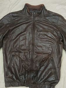 Unisex classic leather bomber jacket