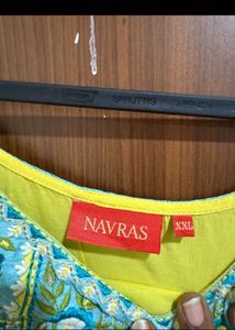 Embroidered Teal Kurta with Yellow Accents