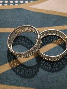 Elegant Silver Filigree Bangles (Pair)