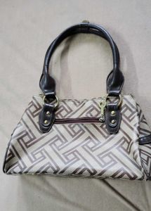 Stylish Brown Geometric Print Handbag