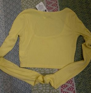 Shein Full Sleeve square neck yellow top
