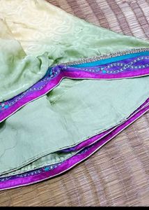 Beautiful Lavender Saree with Floral Embroidery