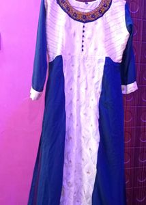 Blue and White Peacock Kurta