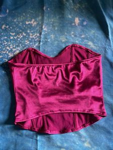 Magenta Satin Corset Tube Top | Elegant Party Wear