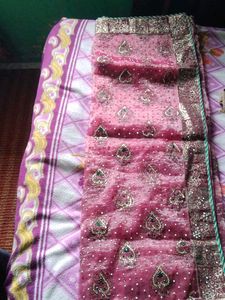 Elegant Pink Embellished Saree