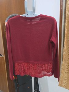 Maroon Long Sleeve Top with Sequin Detail