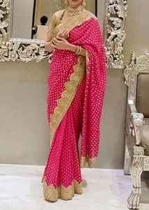Pure Banarasi Khaddi Heavey Golden Border Saree