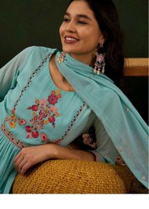Beautiful Teal ALine Kurta Set