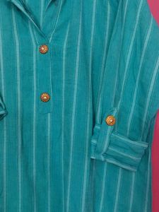 Teal Striped Kurta