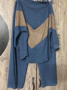 Blue & Tan Chevron Two-Piece Set