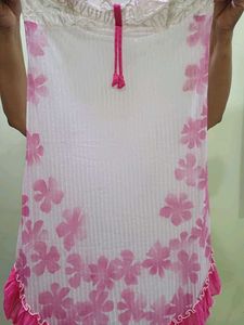 Sheer White Nightgown with Pink Trim