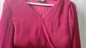 Elegant Red V-Neck Wrap Top