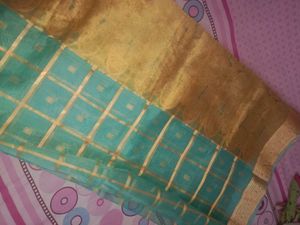 Elegant Teal &amp; Gold Saree