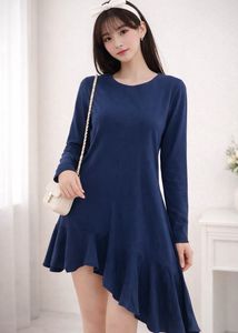 Imported Asymmetric Ruffle Dress