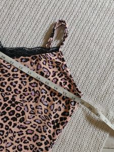 Leopard Print Cami Top with Lace Trim