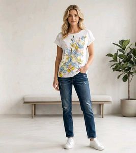 promod white floral top