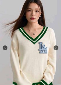 LA Baseball Style V-Neck Korean oversize t shirt