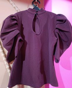 Burgundy Puff Sleeve Top