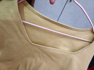 Yellow Long Sleeve ribbed Top