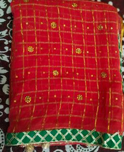 Pink Checked saree