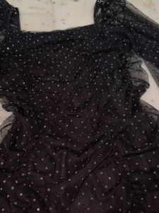 Sheer Polka Dot Ruched Mini Dress