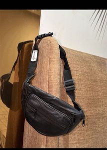 set of 2 Brown &amp; black Faux Leather Fanny Pack