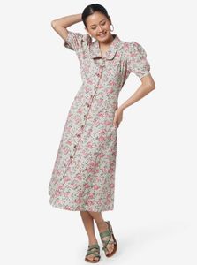 Charming Floral Button-Up Midi Dress