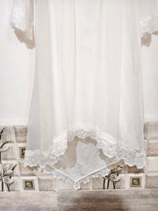 Elegant White Lace Trimmed High-Low Dress