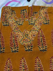 Orange Ethnic Kurta with Traditional Print