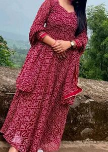 Beautiful Red Bandhani Kurta Set ✨👌🏻