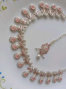 Elegant Pink Stone Jewellery Set