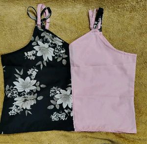 2-in-1 Reversible Floral &amp; Pink Cami Top